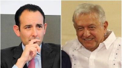 El senador Roberto Gil y el precandidato presidencial Andrés Manuel López Obrador