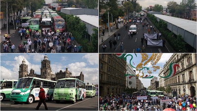 Aspectos de la manifestación de transportistas este martes en la CDMX