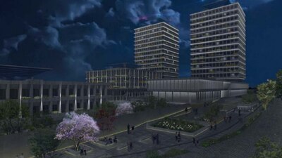 La nueva sede del INE contemplaba jardines, dos torres de 14 niveles y un salón para eventos especiales