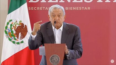 El presidente López Obrador durante un evento en Acambay, Estado de México