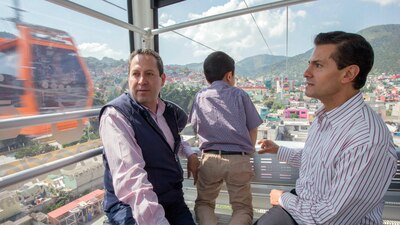 El gobernador Eruviel Ávila y el presidente Peña en la inauguración del 'Mexicable'