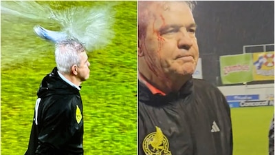 El técnico mexicano fue golpeado con un proyectil que cayó desde las gradas