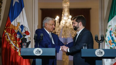 López Obrador y su homólogo chileno, Gabriel Boric, se reunieron esta tarde en el Palacio de La Moneda
