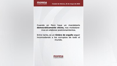 El partido del Presidente de México respondió a la decisión del Congreso de Perú