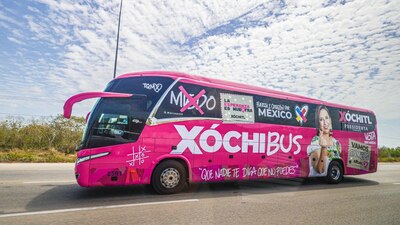 El 'Xóchitlbus' se trata de un camión de la marca Marcopolo, aparentemente un modelo MP 120 o MP 120 Plus