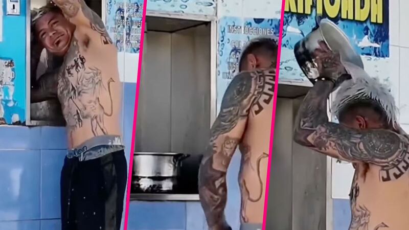 VIDEO: Captan a hombre tomando un baño en un dispensador de agua potable en Cancún