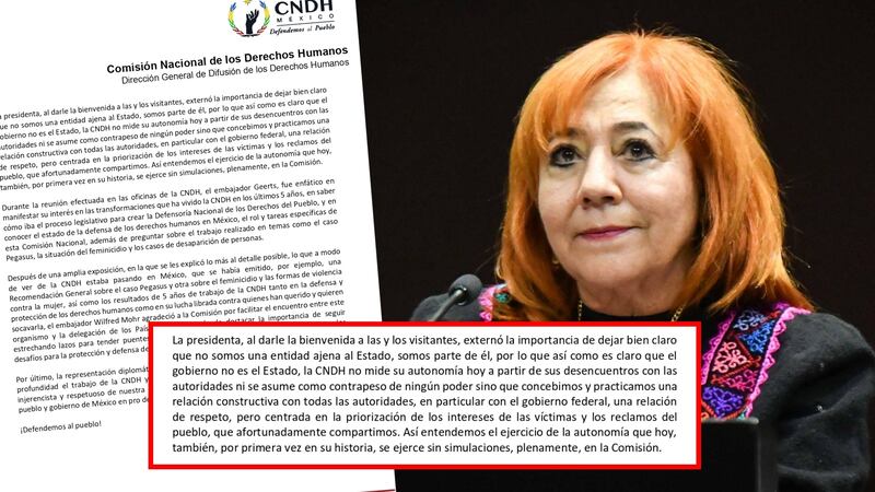 Rosario Piedra asegura que la CNDH no es contrapeso de ningún poder