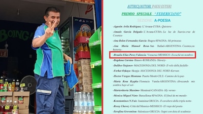 Braulio Elías Pérez, repartidor de Boing de 55 años, ganó el premio es reconocido en Italia por el Premio Literario Internacional “Cosenza-Ciudad Federiciana” por su poema “Escuché mi nombre”