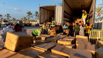 Los camiones con ayuda están listos para ingresar por el sur de Gaza