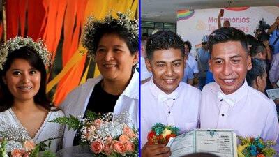 Los novios y novias festejaron con amigos y familiares las uniones