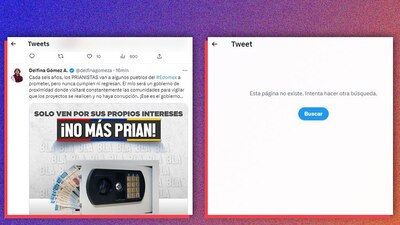 Así decía el Tweet que borró Delfina Gómez previo al debate de esta noche
