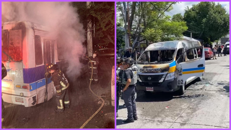 Criminales queman 3 unidades de transporte público y Chilpancingo se queda sin movilidad