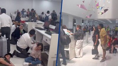 Las personas que estaban en el AICM corrieron a refugiarse