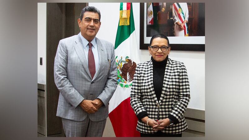 Rosa Icela Rodríguez se reúne con Sergio Salomón Céspedes, próximo titular del INM