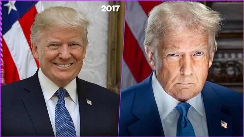 ¿Nuevo rostro? Revelan el retrato oficial de Donald Trump como  47º presidente de EU