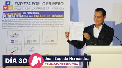 El candidato del PRD durante la firma del Pacto por la Primera Infancia en el Estado de México
