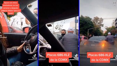 Uno de los sujetos golpeó el auto de la conductora