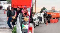 Tráiler de Bachoco vuelca en Ecatepec y se pobladores hacen rapiña con los pollos