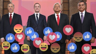 De los cuatro candidatos presidenciales, AMLO fue el que más emoticones de amor recibió en Facebook.