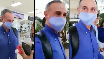 A su llegada al aeropuerto de Chiapas, algunas personas increparon al subsecretario de Salud