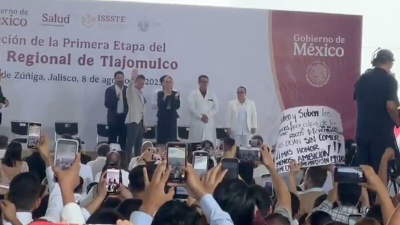 VIDEO: Abuchean a Pablo Lemus durante visita de Sheinbaum a Jalisco