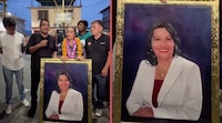 Critican en redes a Abelina López por recibir un retrato al óleo durante su visita a Tierra Colorada