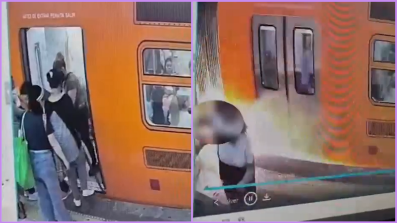 VIDEO: Usuaria del Metro provoca explosión en las vías tras caérsele un paraguas