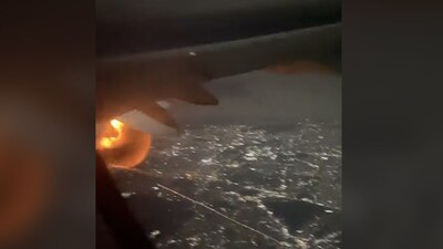 Pasajeros grabaron el momento en el que una turbina tenía fuego en el aire