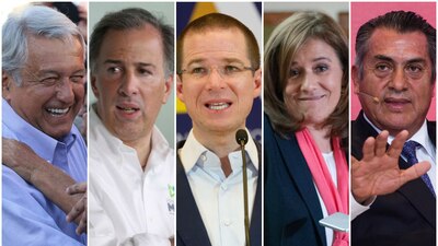 AMLO, Meade, Anaya, Zavala y 'el Bronco', los candidatos presidenciales