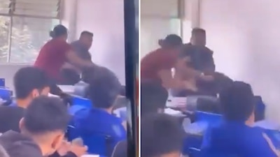 Un video difundido en redes sociales mostró cómo una profesora fue agredida físicamente por dos padres de familia