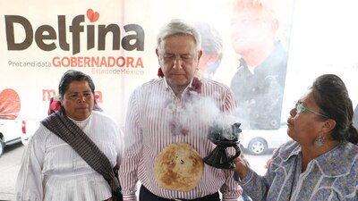 El líder de Morena el pasado marzo en un acto de precampaña en el Estado de México
