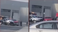 VIDEO: hombre provoca persecución en Apodaca tras chocar su camioneta contra centro comercial