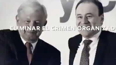 Andrés Manuel López Obrador y Alfonso Durazo en un spot para presentar la próxima estrategia de seguridad