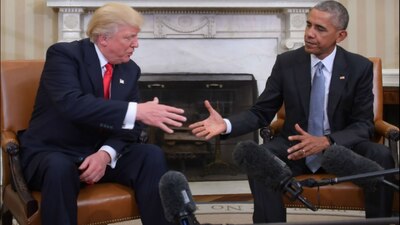 El mandatario electo Donald Trump y el presidente constiitucional de EU, Barack Obama