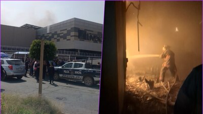 El fuego se observó al interior de la Plaza Las Américas, en Ecatepec