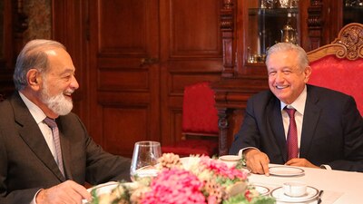 Carlos Slim en desayuno con el presidente Andrés Manuel López Obrador