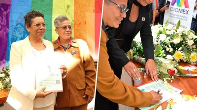 María del Rosario y Leticia se convirtieron en la primera pareja en realizar un matrimonio igualitario en Edomex.