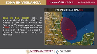 Se estiman lluvias para la región de Veracruz a Campeche