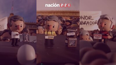 Una animación lleva a un viaje por la historia política del Presidente, desde sus primeros acercamientos en Tabasco