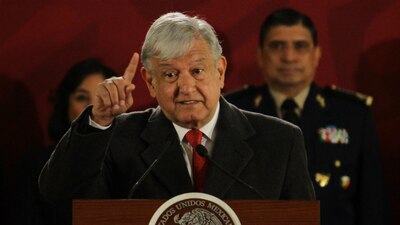 El presidente AMLO y su gabinete este lunes en Palacio Nacional