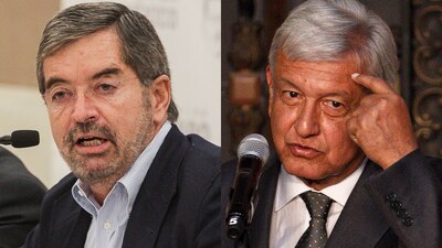Juan Ramón de la Fuente y López Obrador en conferencia de prensa