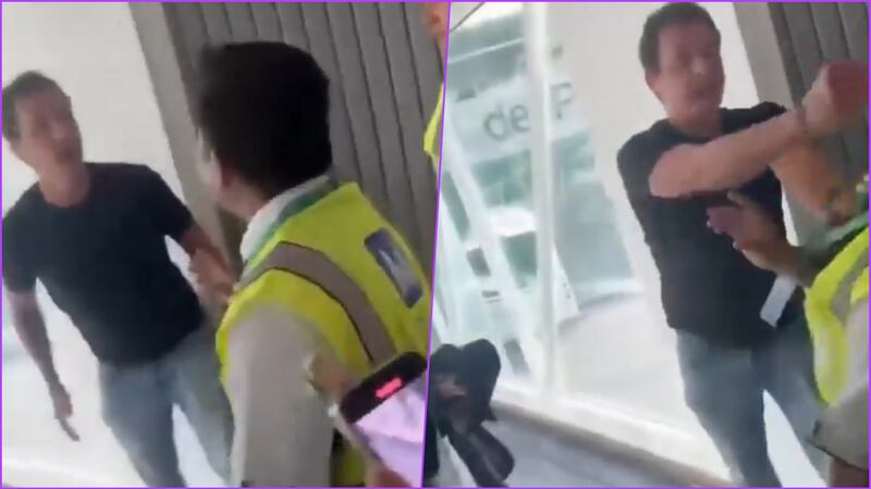 VIDEO: Pasajero en presunto estado de ebriedad golpea a personal de Viva Aerobús