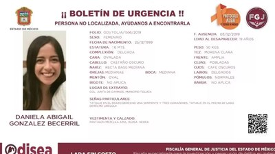 Previo a su desaparición, Daniela Abigail González Becerril, de 19 años, pidió ayuda a través de sus redes sociales