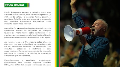 Partido Liberal de Flávio Bolsonaro reconoce triunfo de Lulade Silva, pero mantiene cuestionamientos