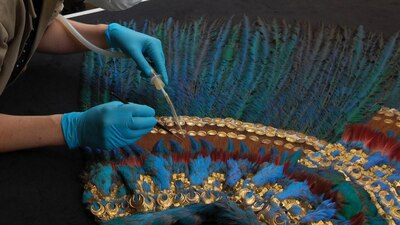 Fue restaurado en el Museo de Etnología de Viena por la Dra. María Olvido Moreno Guzmán