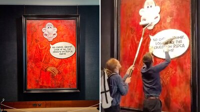 'Animal Rising' ha vandalizado este martes el reciente retrato oficial del rey Carlos III de Inglaterra