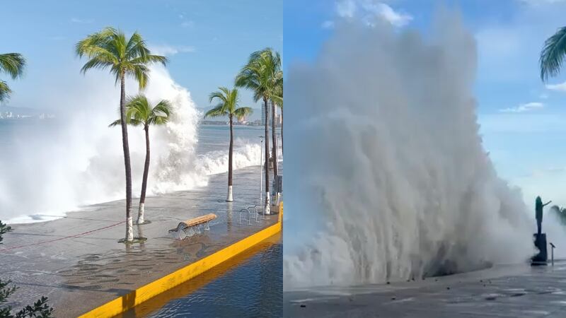 VIDEO: Así se ven las fuertes olas que genera el Huracán ‘Priscilla’ en Puerto Vallarta
