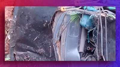 Así quedó la camioneta volcada