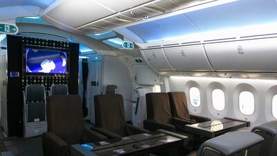 Parte de los interiores del avión presidencial José María Morelos y Pavón