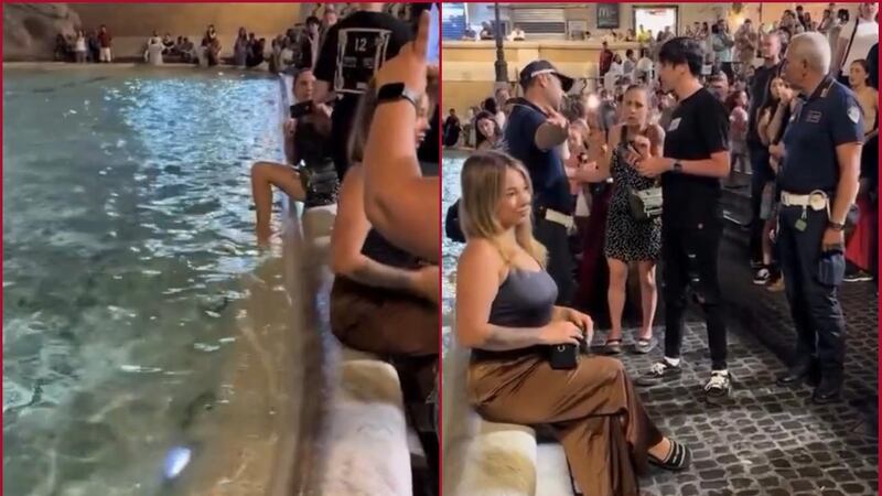 VIDEO: Multan y expulsan a turista por meter los pies en la Fontana di Trevi